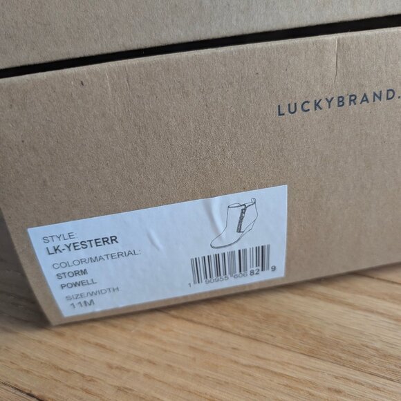 NEW Lucky Brand Yesterr Wedge Heel Booties Leather Women's 11 Ankle Boot gray - Picture 3 of 13